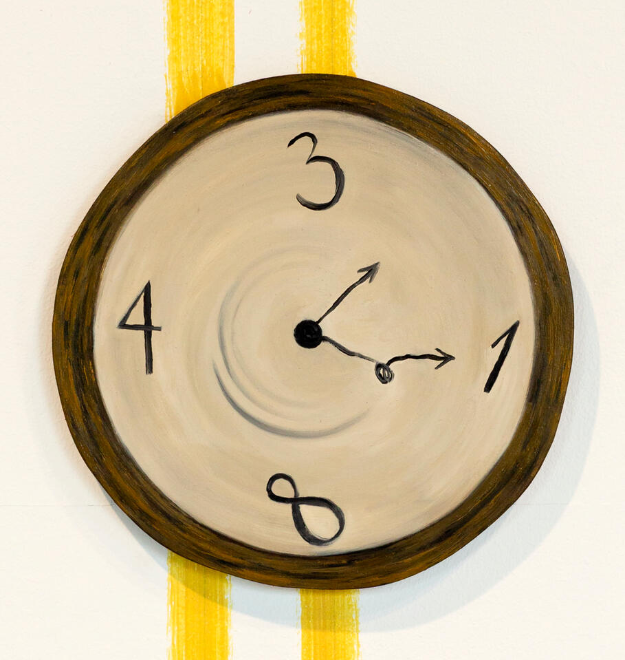 Kotiintuloaika (Time to get home), oil on board ⌀ 24 x 2 cm